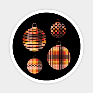 Red, Yellow and Black Tartan Christmas Baubles Magnet